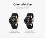 Amazing Gold Maserati Men's Watch Sports Leisure Luxury Europe and America Large Dial Black Silicone StrWatch.