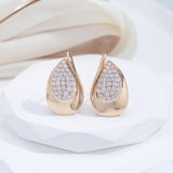 14K Gold Filled AAA Zircon Diamonds Full Paved Drop Big Size Glossy Earrings For Women