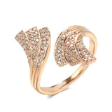 New Design 14K Rolled Rose Gold Micro Wax Inlay AAA Zircon Diamonds Open Ring - Modern Fashion Jewellery