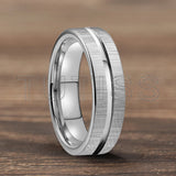 Center Groove Brushed Finish Shiny 6mm Gold Colour Tungsten Wedding Rings for Men Women