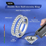 GRA Certified Double-Row Half Eternity Moissanite Diamonds Wedding Engagement Rings Sterling Silver Fine Jewellery