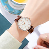 New Elegant Luxury Zircon Diamonds Quartz Movement 34mm Stainless Steel Mesh Leather Strap Casual Fashion Wristwatch