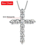 Lovely Full Moissanite Diamonds 18K Gold Plated Cross Pendant Necklace - Silver Chain Fine Necklace Jewellery - The Jewellery Supermarket