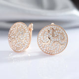 14K Gold Filled Luxury Full Bling AAA Zircon Diamonds Round Smooth Fashion Clip Earrings