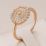 Awesome Crystal Flower Rolled 14K Rose Gold AAA Zircon Diamonds Trendy Rings - Daily Fine Vintage Jewellery