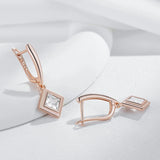 14 Karat Gold Square AAA Zircon Diamonds High Quality Dangle Earrings