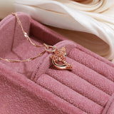 Marvelous Red Filled 14K Rose Gold AAA Zircon Crystal Fox Pendant Necklace - Animal-shaped Fine Jewellery