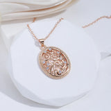 Excellent Hollow Flower 14K Rolled Rose Gold AAA Zircon Diamonds Vintage Style Fine Jewellery Daily Necklace