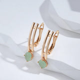 14 Karat Rolled Gold Water Drop Emerald Green AAA Zircon Crystals Dangle Earrings