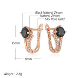 14 Karat Gold Filled Shiny Black White AAA Zircon Crystals Luxury English Earrings