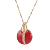 Luxury Fashion 14K Rolled Rose Gold Red Enamel AAA Zircon Diamonds Necklace For Women - Party Daily Jewellery