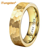I Love You Stamped 6mm 8mm Tungsten Hammer Ring for Men Women  Comfort Fit