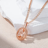14K Rolled Ethnic Gold Big Oval Champagne Colour AAA Zircon Crystal High Quality Necklace