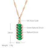 14K Rolled Rose Gold AAA Zircon White, Green Crystals Square Rectangular Necklace - Vintage Design Jewellery