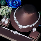 New 4pcs Luxury Shiny Paved Full AAA+ Cubic Zirconia Diamonds Bridal Wedding Evening Jewellery Set for Women - The Jewellery Supermarket