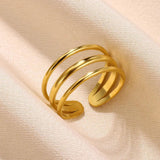 New In Stainless Steel 14K Gold Colour Rings For Women and Girls - Ideal Trendy Fashion Rings, Ideal Gifts - The Jewellery Supermarket