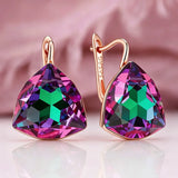 14 Karat Gold Filled Big Purple Green Gradient AAA Zircon Crystals Drop Earrings For Women