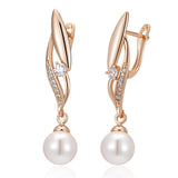 14K Rolled Gold Pearl Vintage AAA Zircon Diamonds Micro Wax Setting Earrings For Women