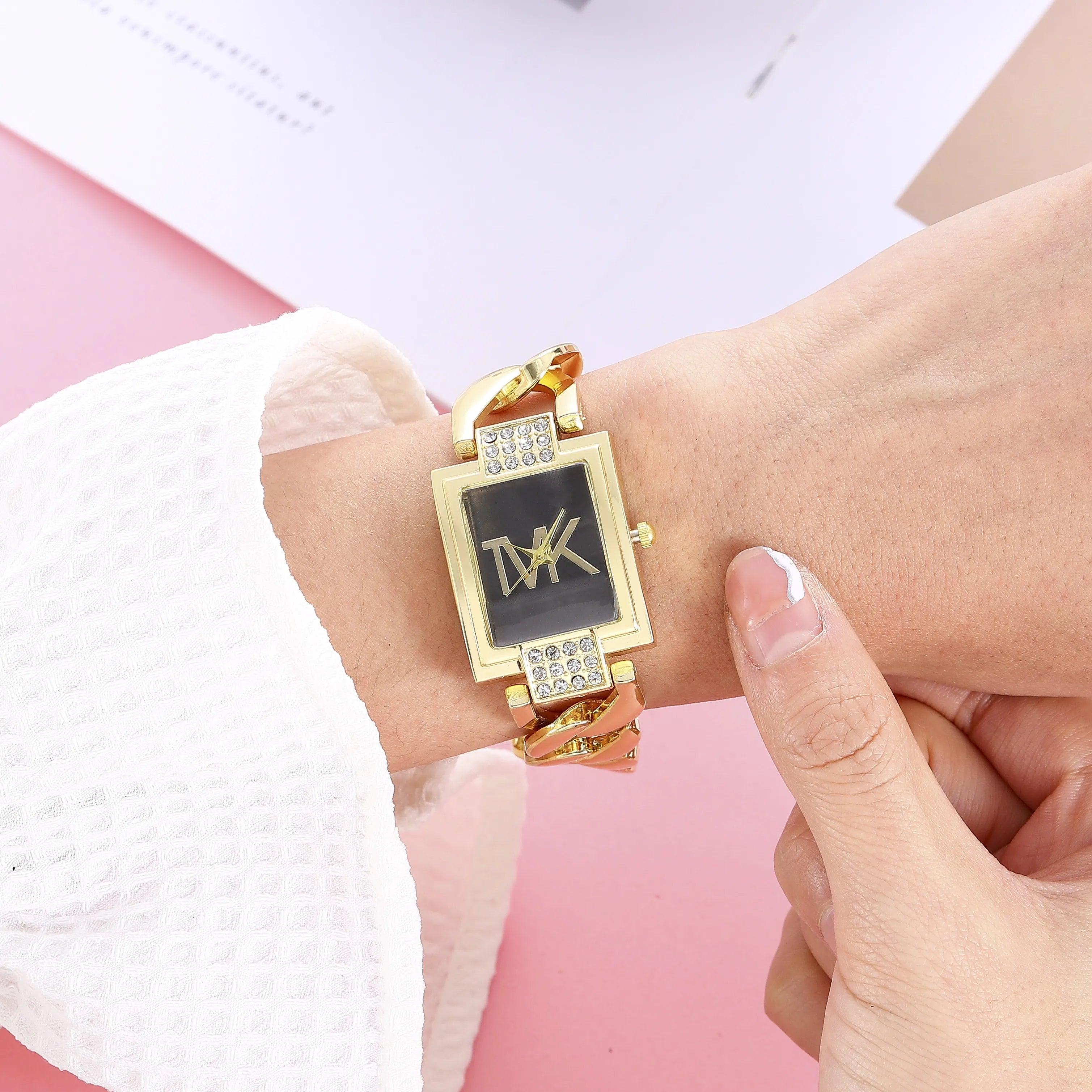 New Luxury Brand Women's Watches - Fashion Elegant Style Metal Strap Square Trendy Quartz Watches for Women - The Jewellery Supermarket