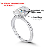 Sparkling 18K Gold Plated Sterling Silver 4.5CT Oval Cut Full Moissanite Diamonds Rings, Wedding Engagement Jewellery