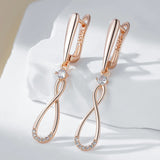 Charming 14K Filled Rose Gold AAA Zircon Diamonds Long Dangle Earrings Fine Jewellery