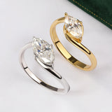 New Design Solitaire 1-2CT Marquise VVS1 D Colour Moissanite Diamonds Silver Ring