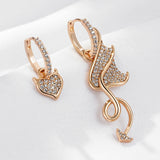 14K Filled Gold AAA Zircon Diamonds Asymmetrical angel/devil wing and heart Earrings