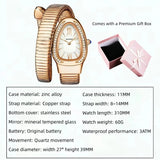 New Light Luxury Serpentine Quartz Rhinestone Embellished Bracelet Watch