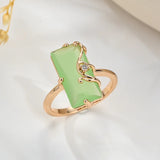 14 Karat Filled Gold Fog Green Square AAA Zircon Crystal High Quality Rings For Women