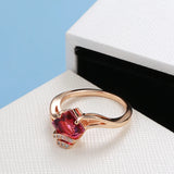 14K Gold Filled Fashion Red AAA Zirconia Crystal Elegant Vintage Fine Rings For Women