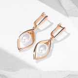 14 Karat Filled Gold Elegant Pearls Long Drop Fashion Wedding Earrings For Women