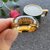 Nice Whisky Wood 8MM Domed Polished Finish Tungsten Comfort Fit Wedding Rings for Men and Women