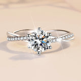 Woven Style 1ct VVS1 D Colour Moissanite Diamonds Wedding Solitaire Rings For Women S925 Sterling Silver Jewellery