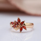 Charming Vintage Style Red Leaf 14K Filled Rose Gold  AAA Zircon Crystal Rings - Elegant Exquisite Jewellery