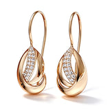 14K Gold Filled AAA Zircon Diamonds Unusual Glossy Long Drop Earrings Fine Jewellery