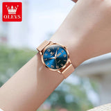 Top Brand Elegant Rose Gold Mesh Strap Classic Dual Calendar Quartz Watches for Women, Watches to suit every occasion