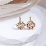 Charming Shiny 14K Filled Rose Gold AAA Zircon Diamonds Little Dangle Earrings - Vintage Daily Jewellery