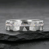 Gold Hammered Crushed White Opal Inlay 6/8mm  Wedding Tungsten Couples Rings