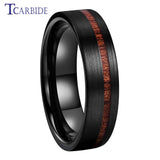 Offset Groove With Real Wood Inlay 6MM 8MM Black Tungsten Wedding Men Women Rings
