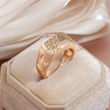 Modern Fashion 14 Karat Rolled Gold Glossy Square Cutting Men's Signet Ring