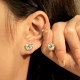 Solitaire Round D-Colour 0.1CT-3CT Moissanite Diamonds Unisex Stud Earrings