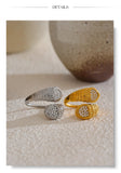 18K Gold Plated Stylish Adjustable Stainless Steel AAA Zirconia Diamonds Heart Snake Ring