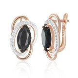 14 Karat Gold Filled Unusual Shiny Black White AAA Zircon Crystals Dangle Luxury Earrings