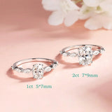 Super 1CT 2CT Oval Cut VVS1 D Colour Moissanite Diamond Wedding 18KGP Silver Ring