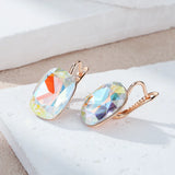 14K Rolled Gold Big Colourful AAA Zircon Crystal High Quality Dangle Earrings