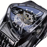 Luxury Brand Triangle Sports Style Hollow Design Stainless Steel Self-Rolling Sports Mechanical Skeleton Watches