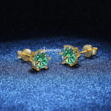 VVS1 Sterling Silver White Pink Yellow Red Orange Moissanite Diamonds Stud Earrings