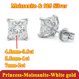 Fabulous 0.5-2 Carats Princess Cut Moissanite Diamonds Silver Stud Earrings