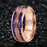 Orion Nebula and Rose Gold Guitar String Inlay Men Women Tungsten Carbide Rings