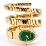High Quality Gold Diamond Set Snake Shaped Dress Watch Bangle Unique Brand Watch